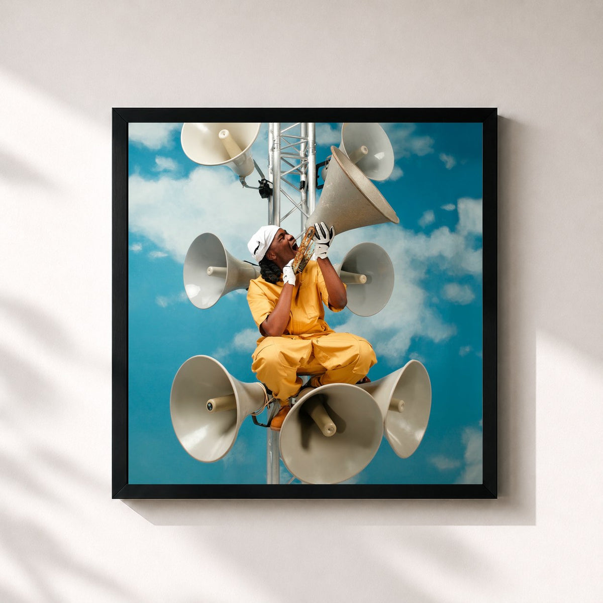 #noir Tableau carré de l'album BOUNCE MUSIC de Genezio, cadre noir 32x32 cm