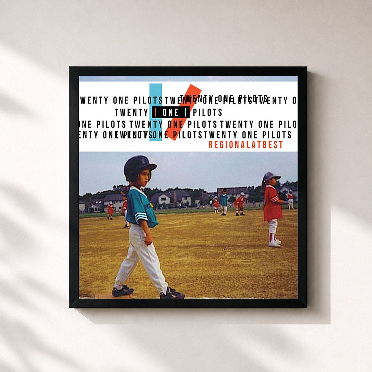 #noir Tableau carré de l'album Regional At Best de Twenty One Pilots, cadre noir 32x32 cm