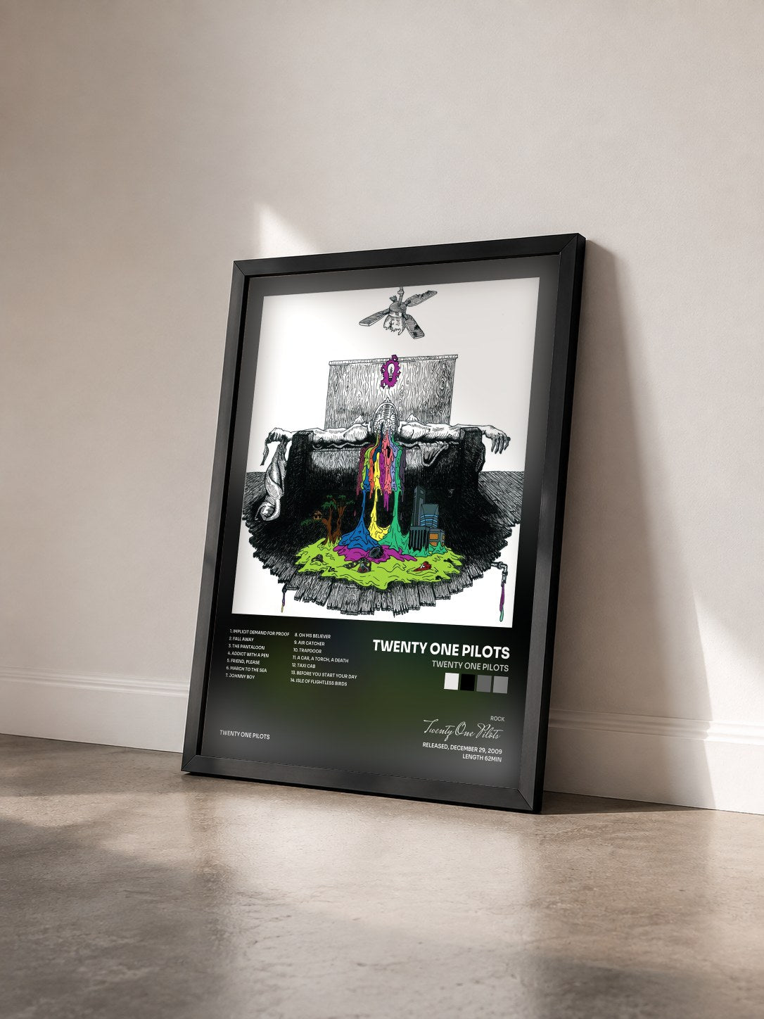 #noir Tableau de l'album Twenty One Pilots de Twenty One Pilots vu de trois quarts, cadre noir