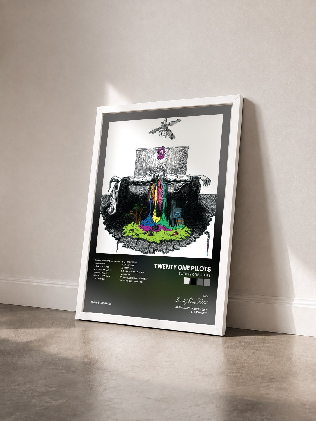 #blanc Tableau de l'album Twenty One Pilots de Twenty One Pilots vu de trois quarts, cadre blanc