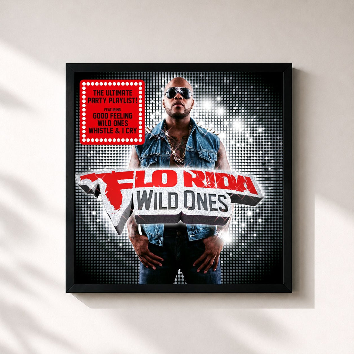 #noir Tableau carré de l'album Wild Ones (Deluxe) de Flo Rida, cadre noir 32x32 cm