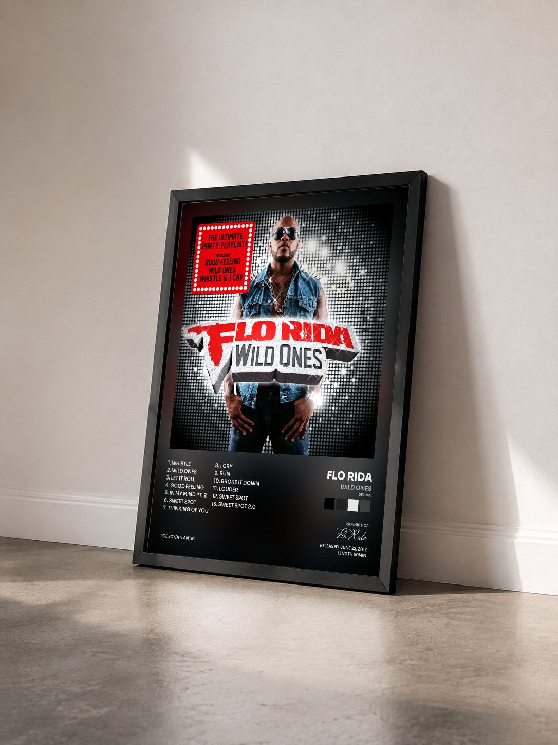 #noir Tableau de l'album Wild Ones (Deluxe) de Flo Rida vu de trois quarts, cadre noir