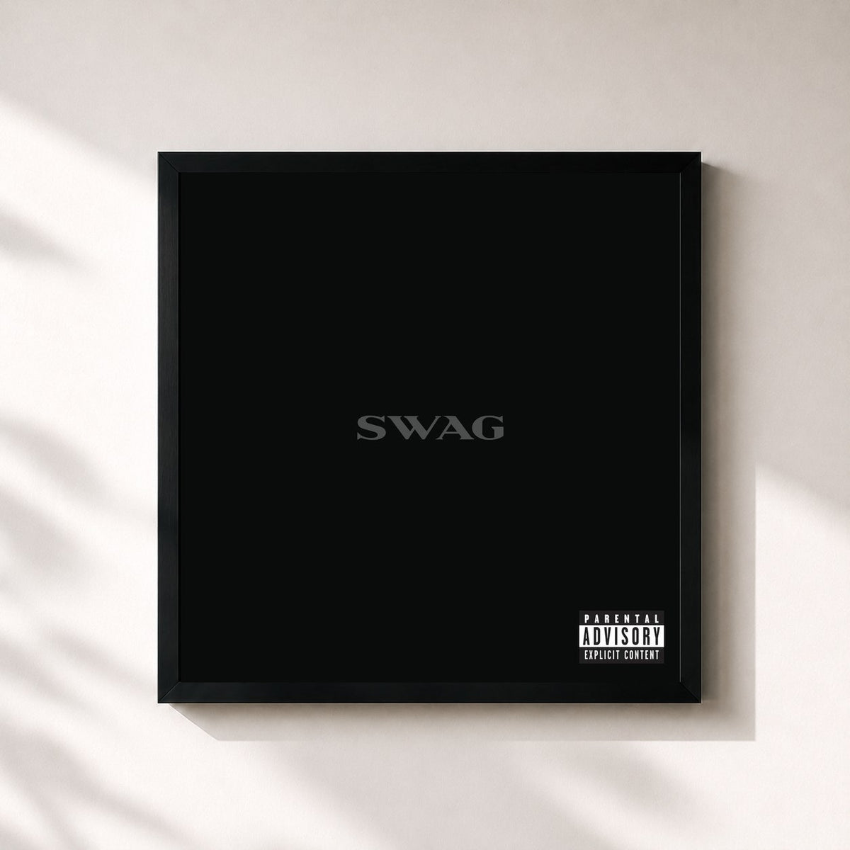 #noir Tableau carré de l'album SWAG de Justin Bieber, cadre noir 32x32 cm