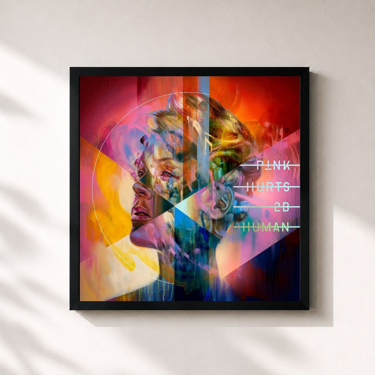 #noir Hurts 2B Human de P!nk en lámina cuadrada enmarcada, marco negro de 32x32 cm