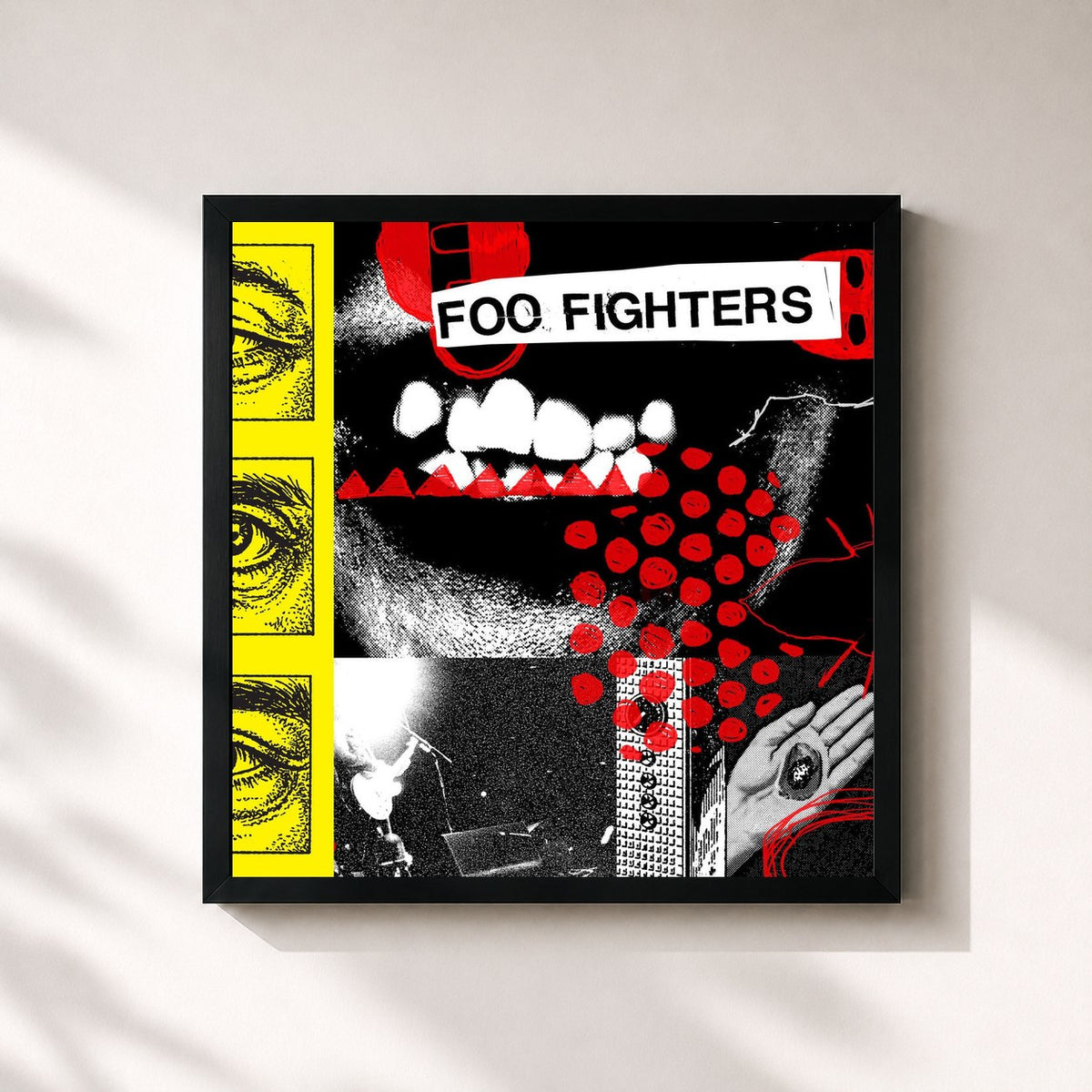 #noir Tableau carré de l'album Your Favorite Toy de Foo Fighters, cadre noir 32x32 cm