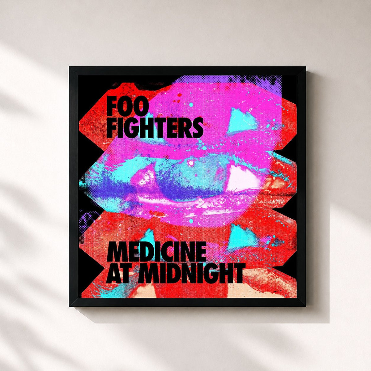 #noir Tableau carré de l'album Medicine At Midnight de Foo Fighters, cadre noir 32x32 cm