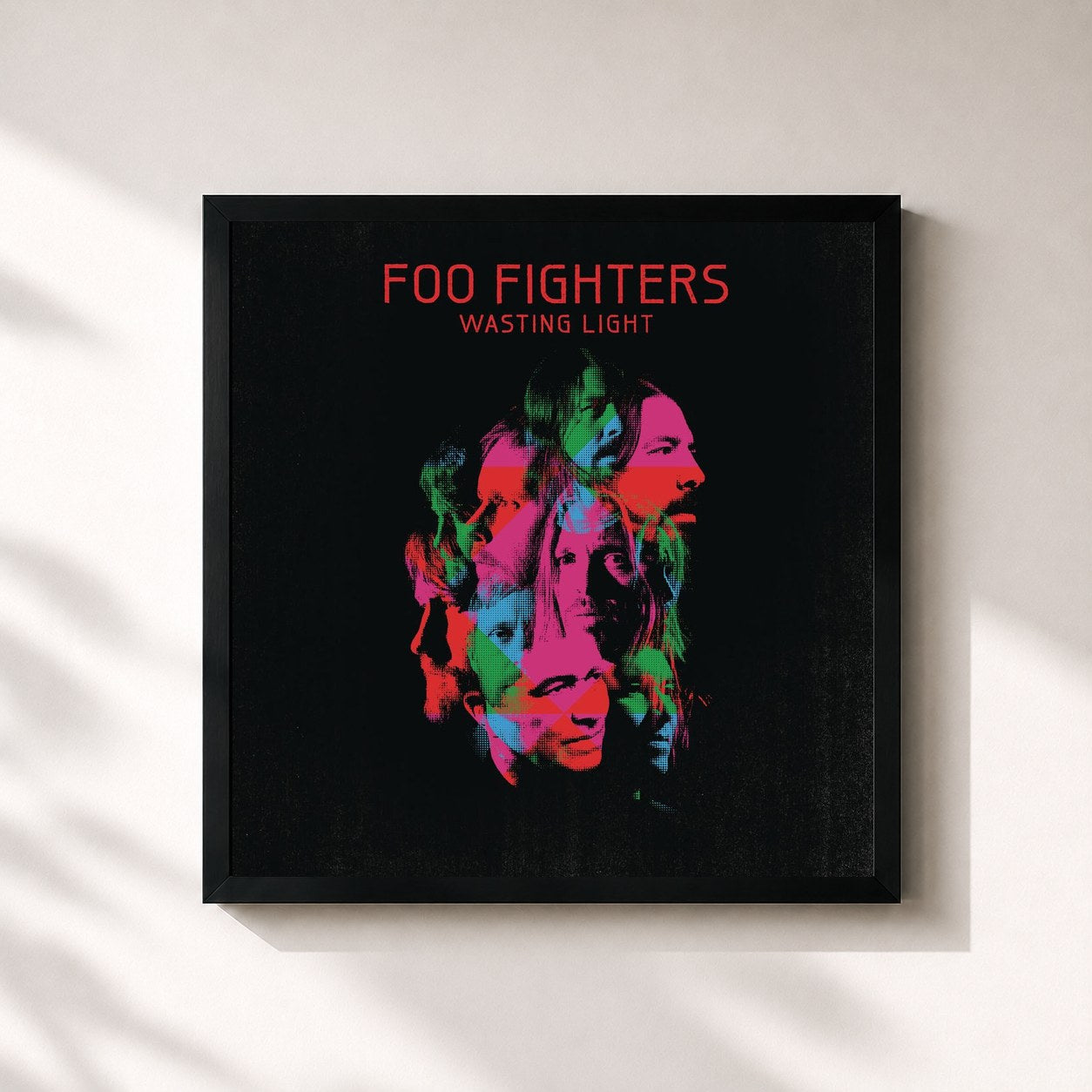 #noir Tableau carré de l'album Wasting Light de Foo Fighters, cadre noir 32x32 cm