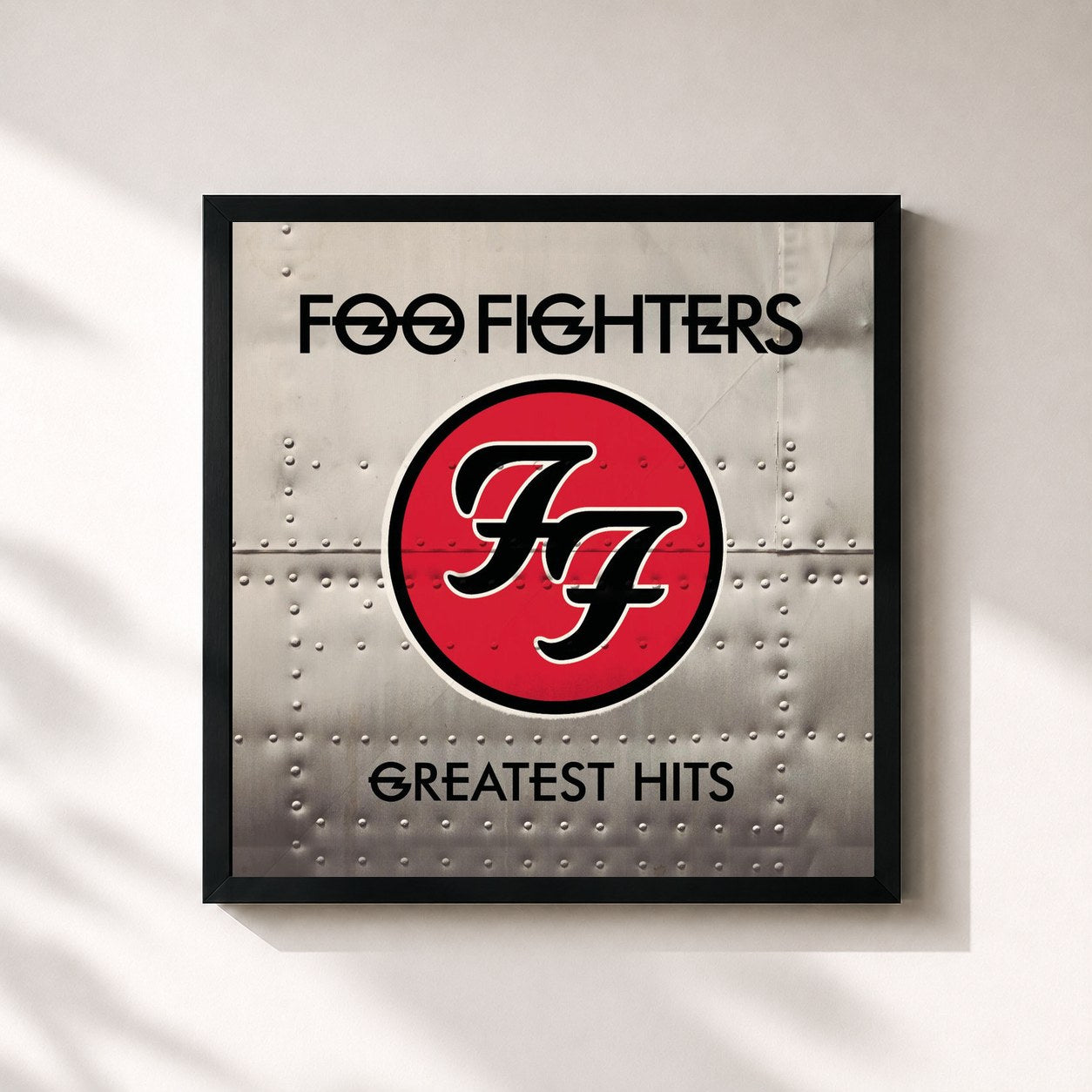 #noir Greatest Hits di Foo Fighters in stampa quadrata incorniciata, cornice nera 32x32 cm