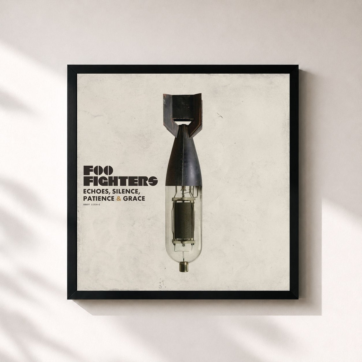 #noir Tableau carré de l'album Echoes, Silence, Patience & Grace de Foo Fighters, cadre noir 32x32 cm