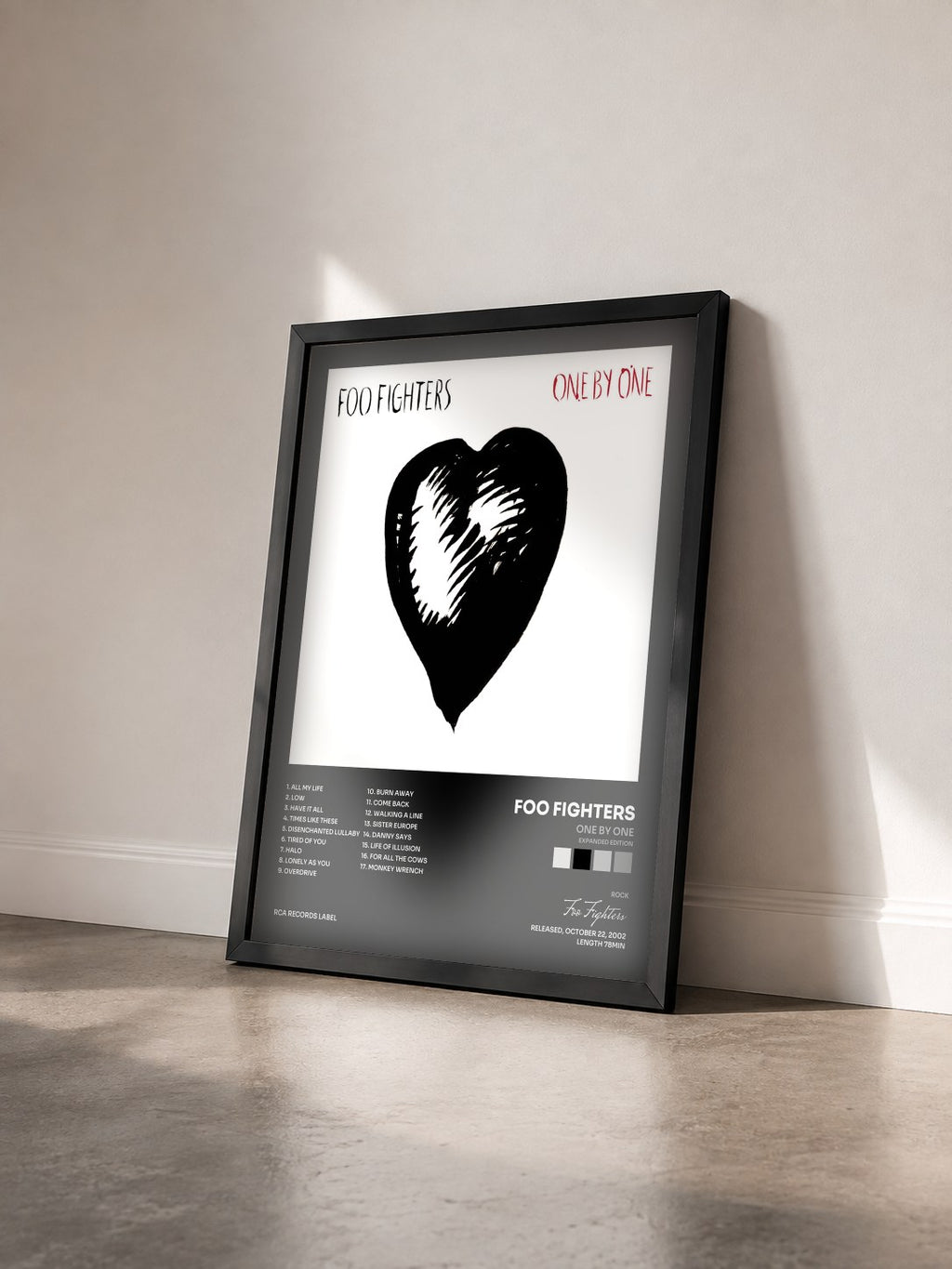 #noir Tableau de l'album One By One (Expanded Edition) de Foo Fighters vu de trois quarts, cadre noir