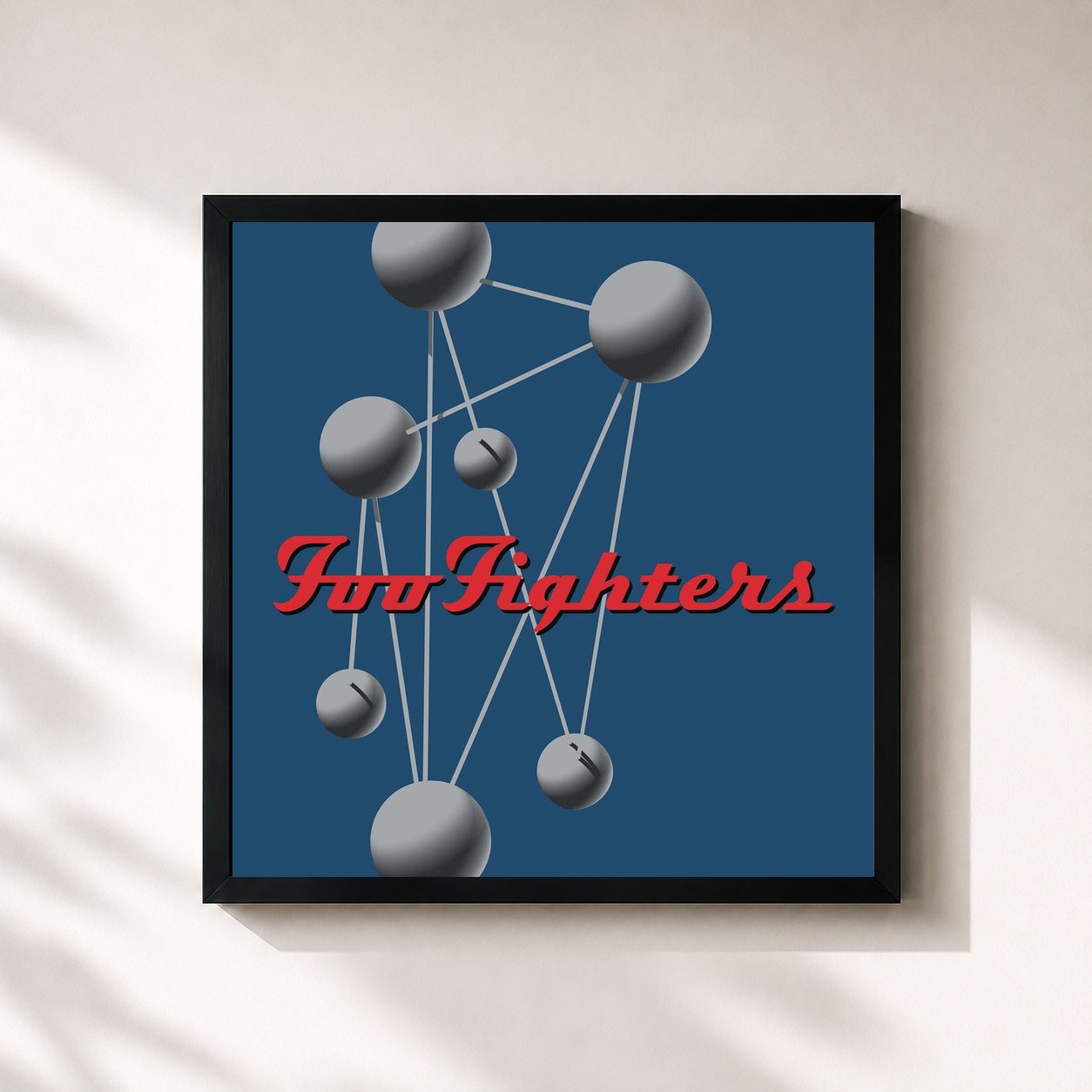 #noir Tableau carré de l'album The Colour And The Shape de Foo Fighters, cadre noir 32x32 cm