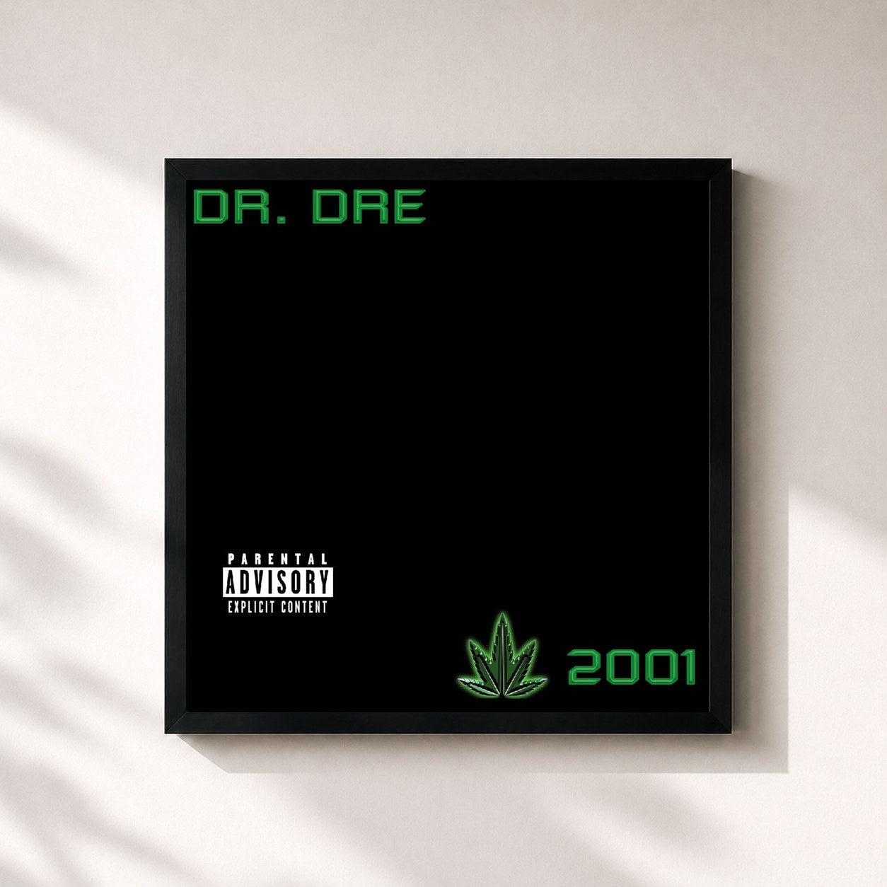 #noir Tableau carré de l'album 2001 de Dr. Dre, cadre noir 32x32 cm