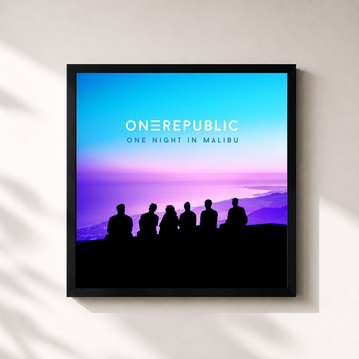 #noir Tableau carré de l'album One Night In Malibu de OneRepublic, cadre noir 32x32 cm
