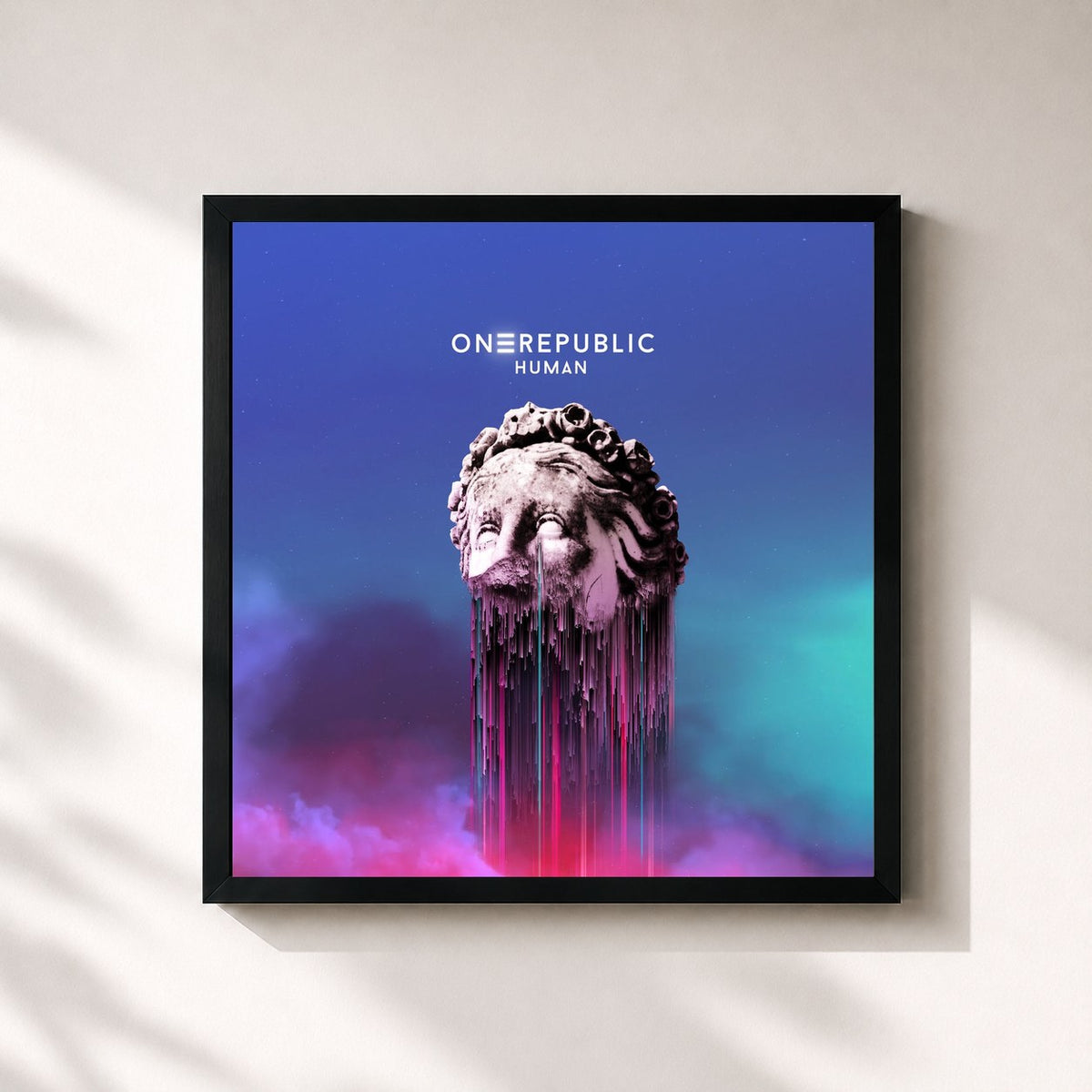 #noir Tableau carré de l'album Human (Deluxe) de OneRepublic, cadre noir 32x32 cm
