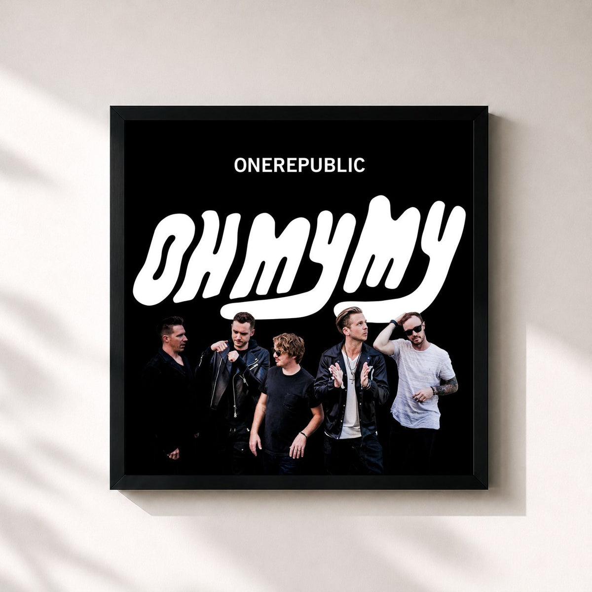 #noir Tableau carré de l'album Oh My My de OneRepublic, cadre noir 32x32 cm