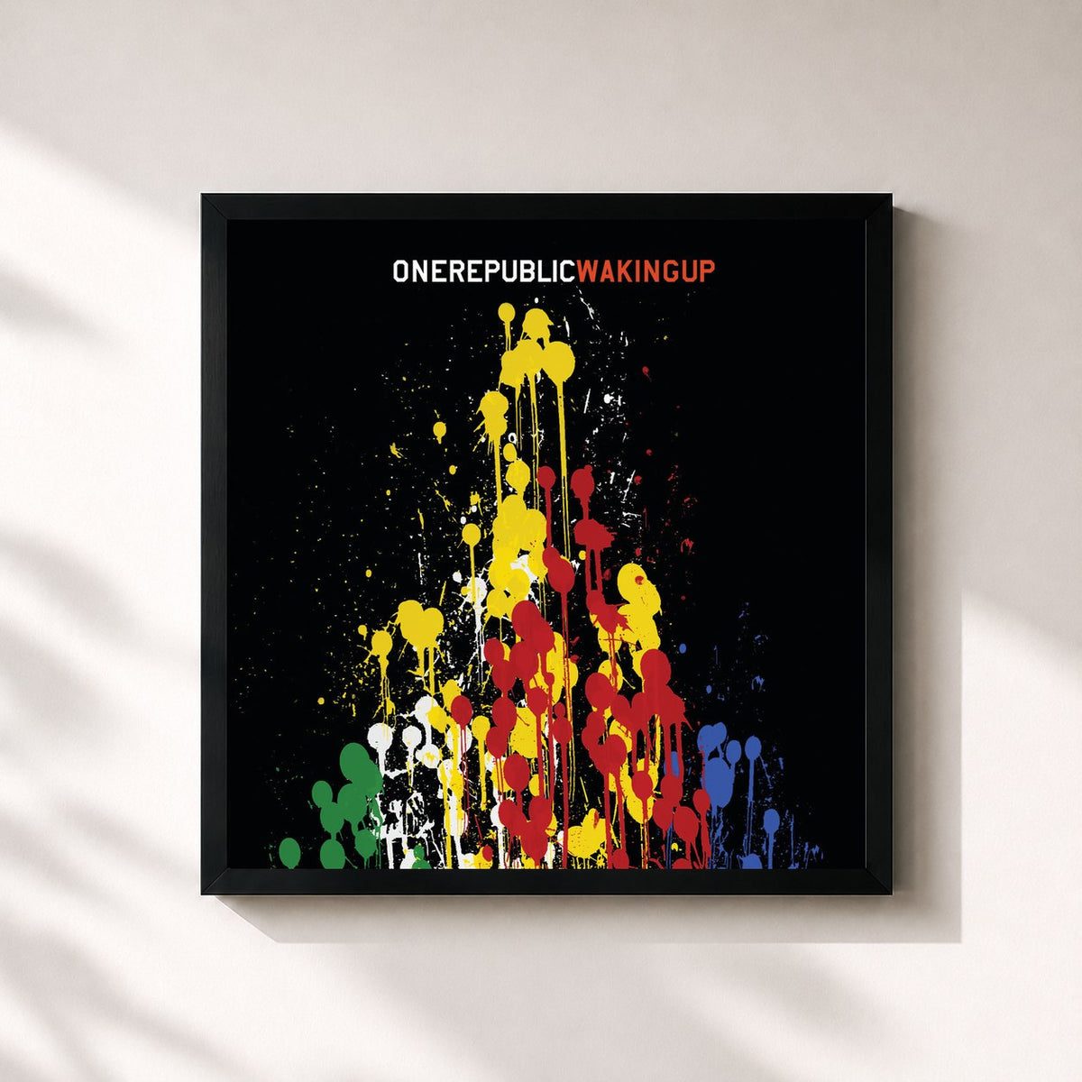 #noir Tableau carré de l'album Waking Up de OneRepublic, cadre noir 32x32 cm