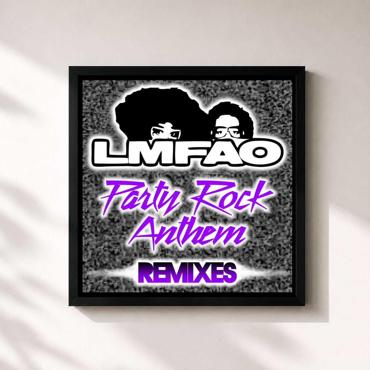 #noir Tableau carré de l'album Party Rock Anthem (Remixes) de LMFAO, cadre noir 32x32 cm