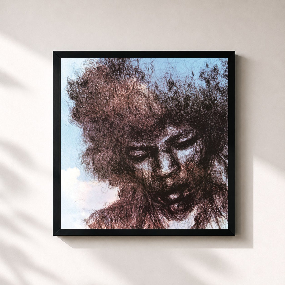 #noir Tableau carré de l'album The Cry of Love de Jimi Hendrix, cadre noir 32x32 cm