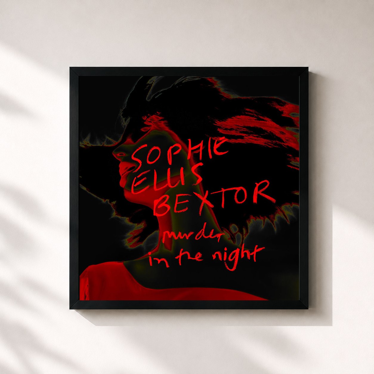 #noir Tableau carré de l'album Murder In The Night de Sophie Ellis-Bextor, cadre noir 32x32 cm