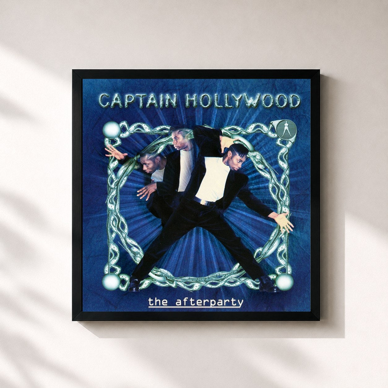 #noir Tableau carré de l'album The Afterparty de Captain Hollywood Project, cadre noir 32x32 cm