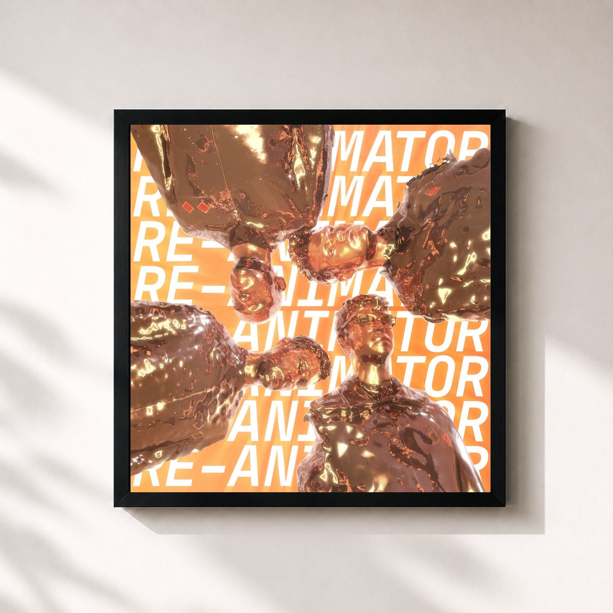 #noir Tableau carré de l'album RE-ANIMATOR de Everything Everything, cadre noir 32x32 cm