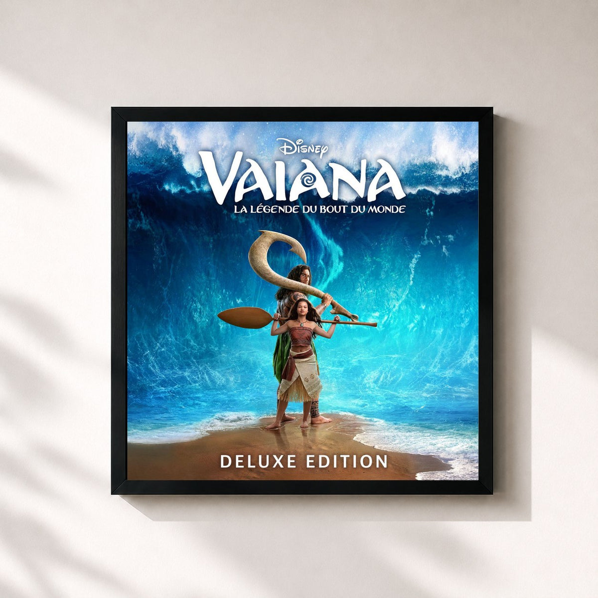 #noir Tableau carré de l'album Vaiana - La Légende du Bout du Monde (Bande Originale Française du Film/Deluxe Edition) de Lin-Manuel Miranda, cadre noir 32x32 cm