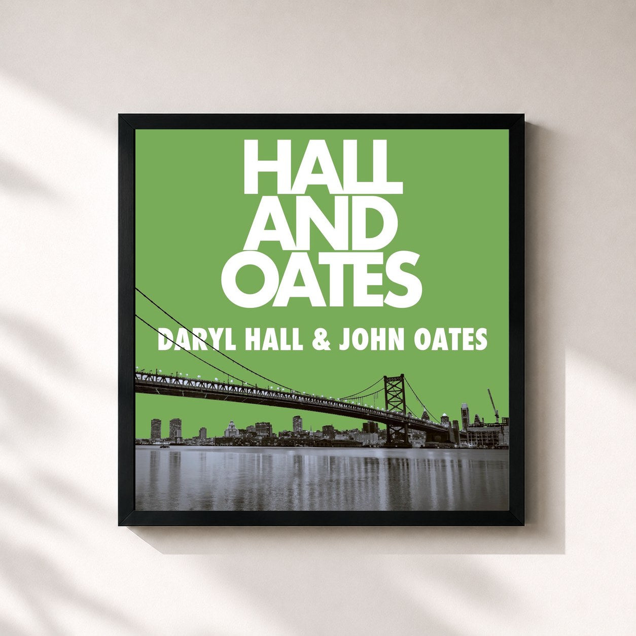 #noir Tableau carré de l'album Hall and Oates de Daryl Hall & John Oates, cadre noir 32x32 cm