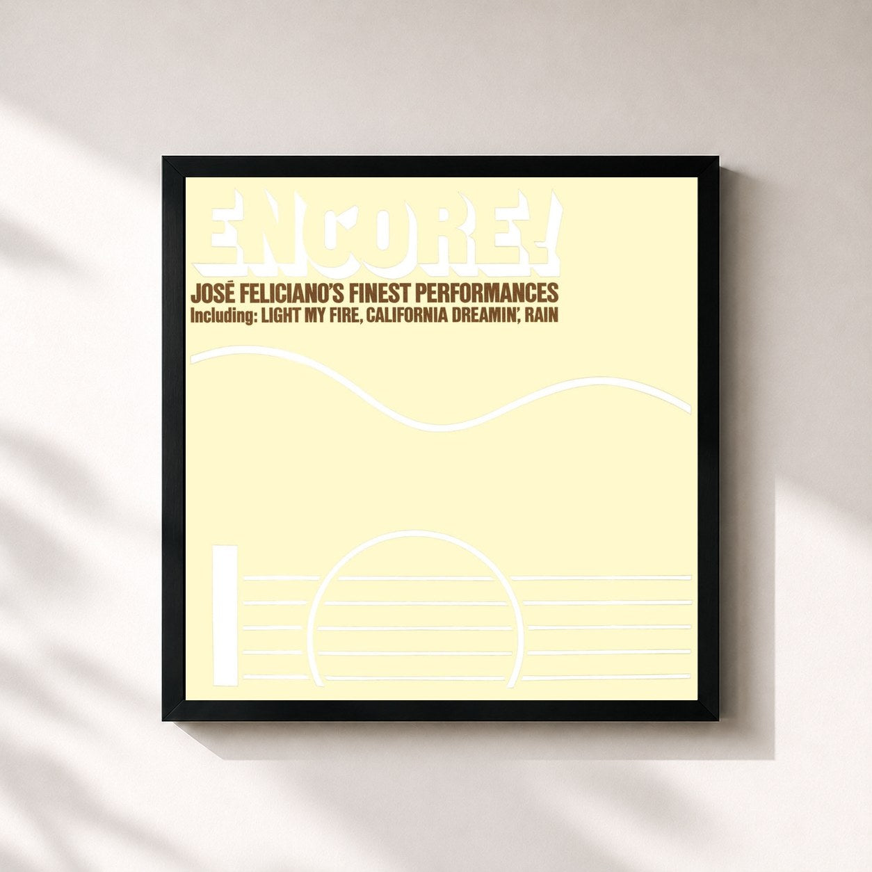 #noir Tableau carré de l'album Encore! Jose Feliciano's Finest Performances (Bonus Track Version) de José Feliciano, cadre noir 32x32 cm