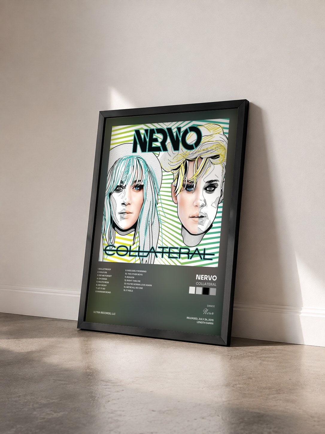 #noir Tableau de l'album Collateral de Nervo vu de trois quarts, cadre noir