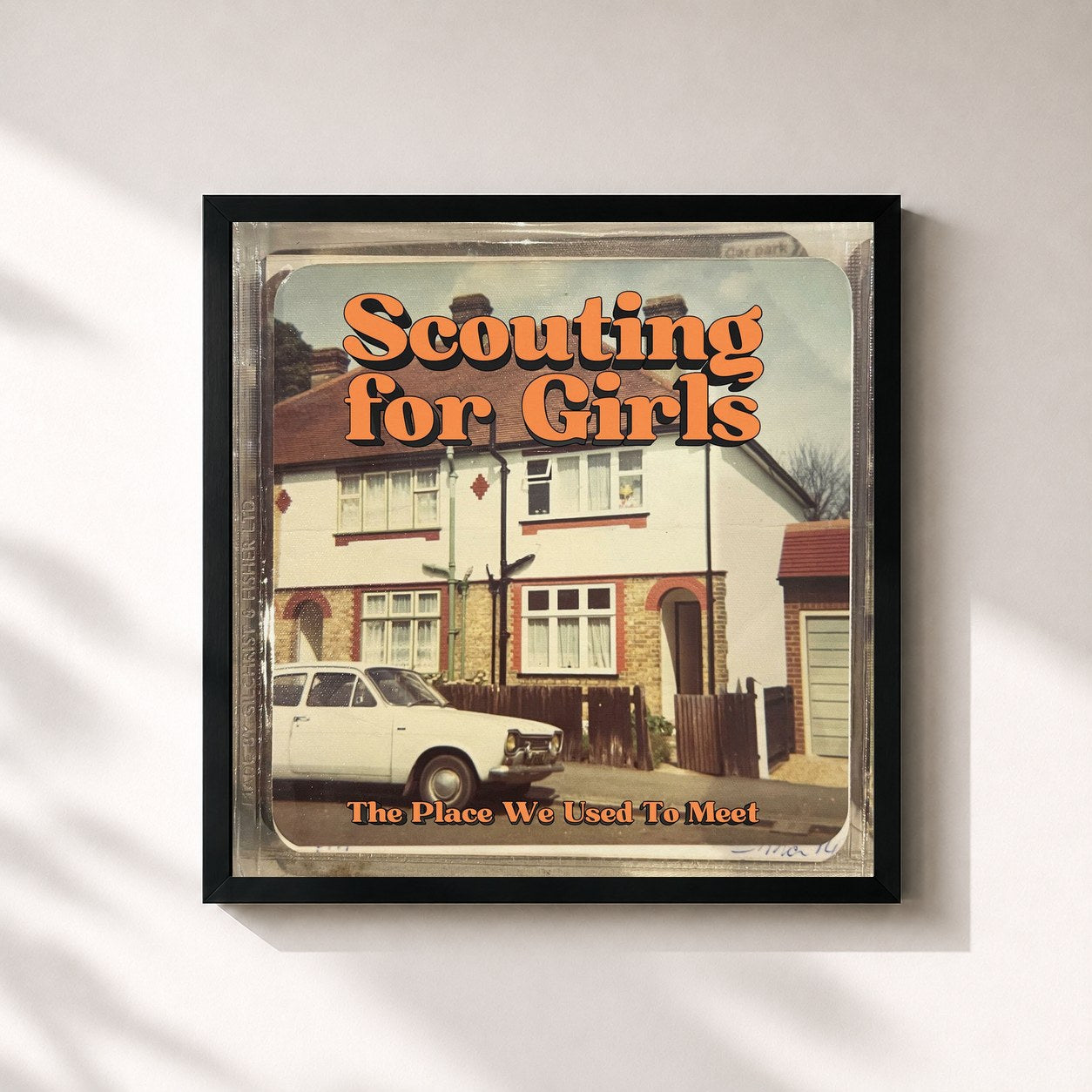#noir Tableau carré de l'album The Place We Used to Meet de Scouting for Girls, cadre noir 32x32 cm
