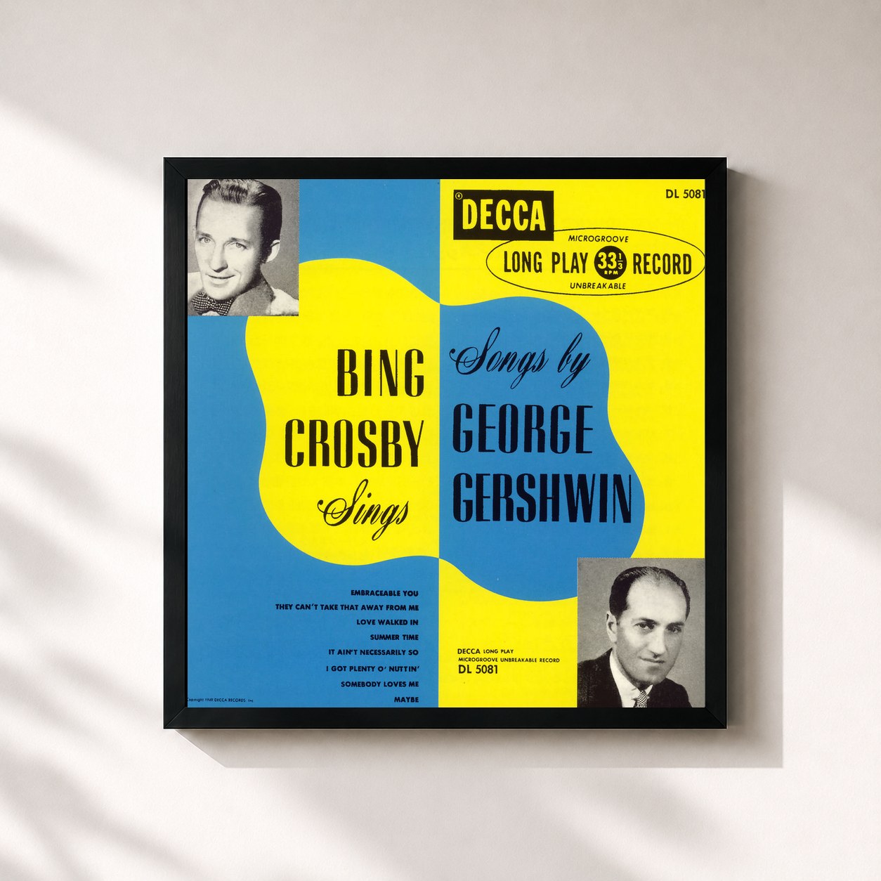 #noir Tableau carré de l'album Bing Crosby Sings Songs By George Gershwin (Expanded Edition) de Bing Crosby, cadre noir 32x32 cm