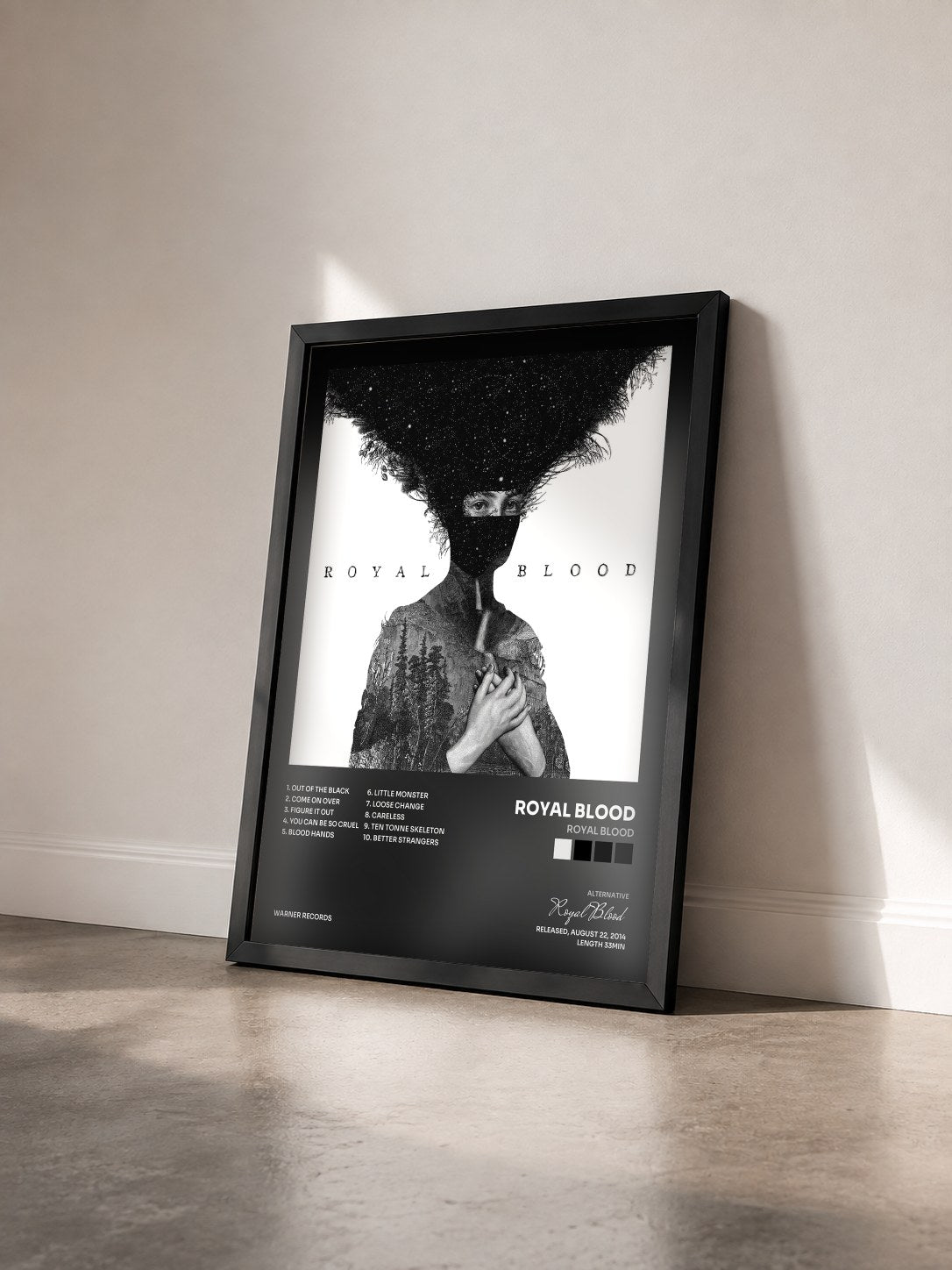 #noir Tableau de l'album Royal Blood de Royal Blood vu de trois quarts, cadre noir