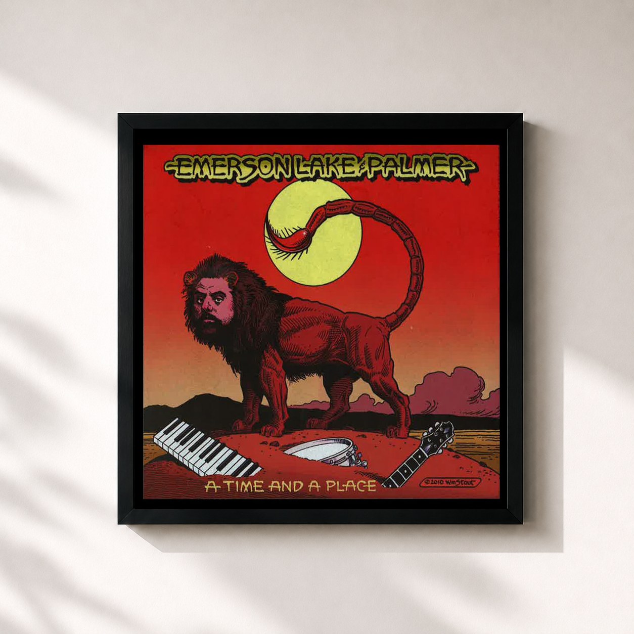 #noir Tableau carré de l'album A Time and a Place de Emerson, Lake & Palmer, cadre noir 32x32 cm