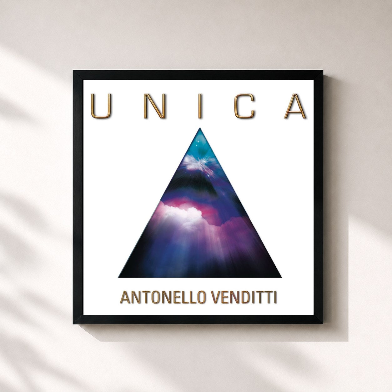 #noir Tableau carré de l'album Unica de Antonello Venditti, cadre noir 32x32 cm