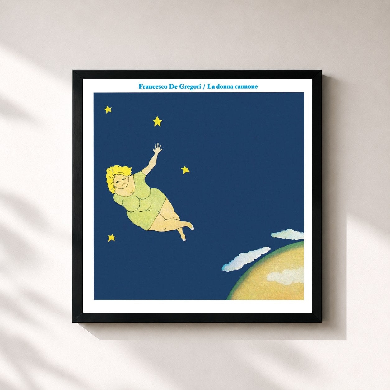 #noir Tableau carré de l'album La Donna Cannone de Francesco De Gregori, cadre noir 32x32 cm