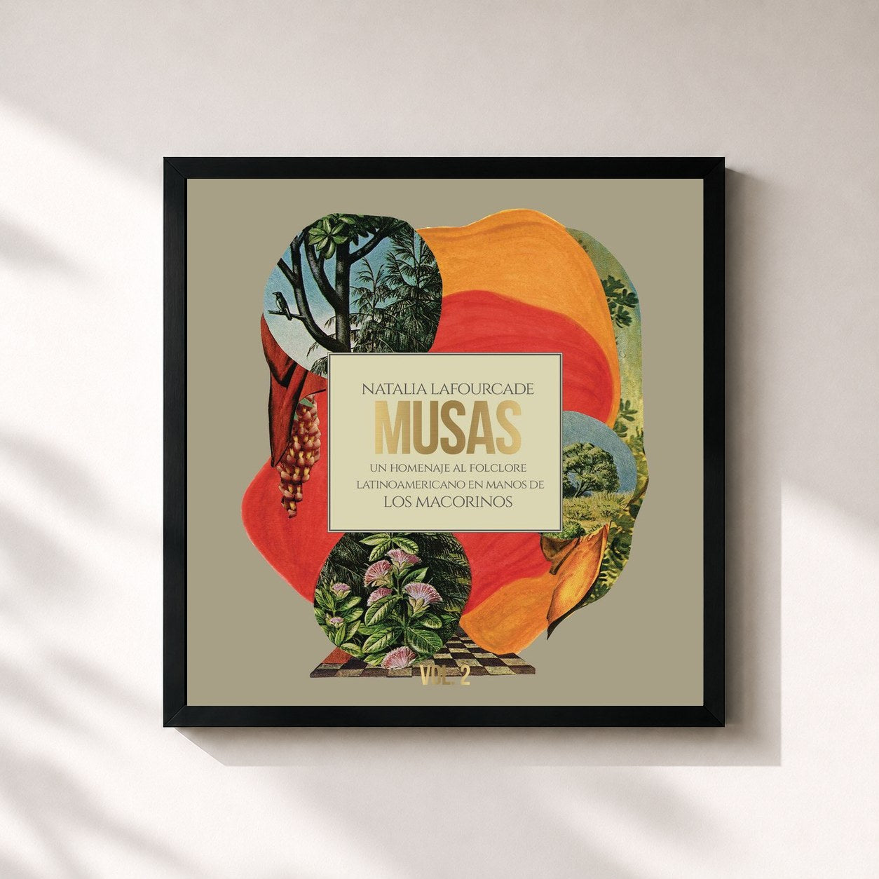 #noir Tableau carré de l'album Musas (Un Homenaje al Folclore Latinoamericano en Manos de Los Macorinos), Vol. 2 de Natalia Lafourcade, cadre noir 32x32 cm