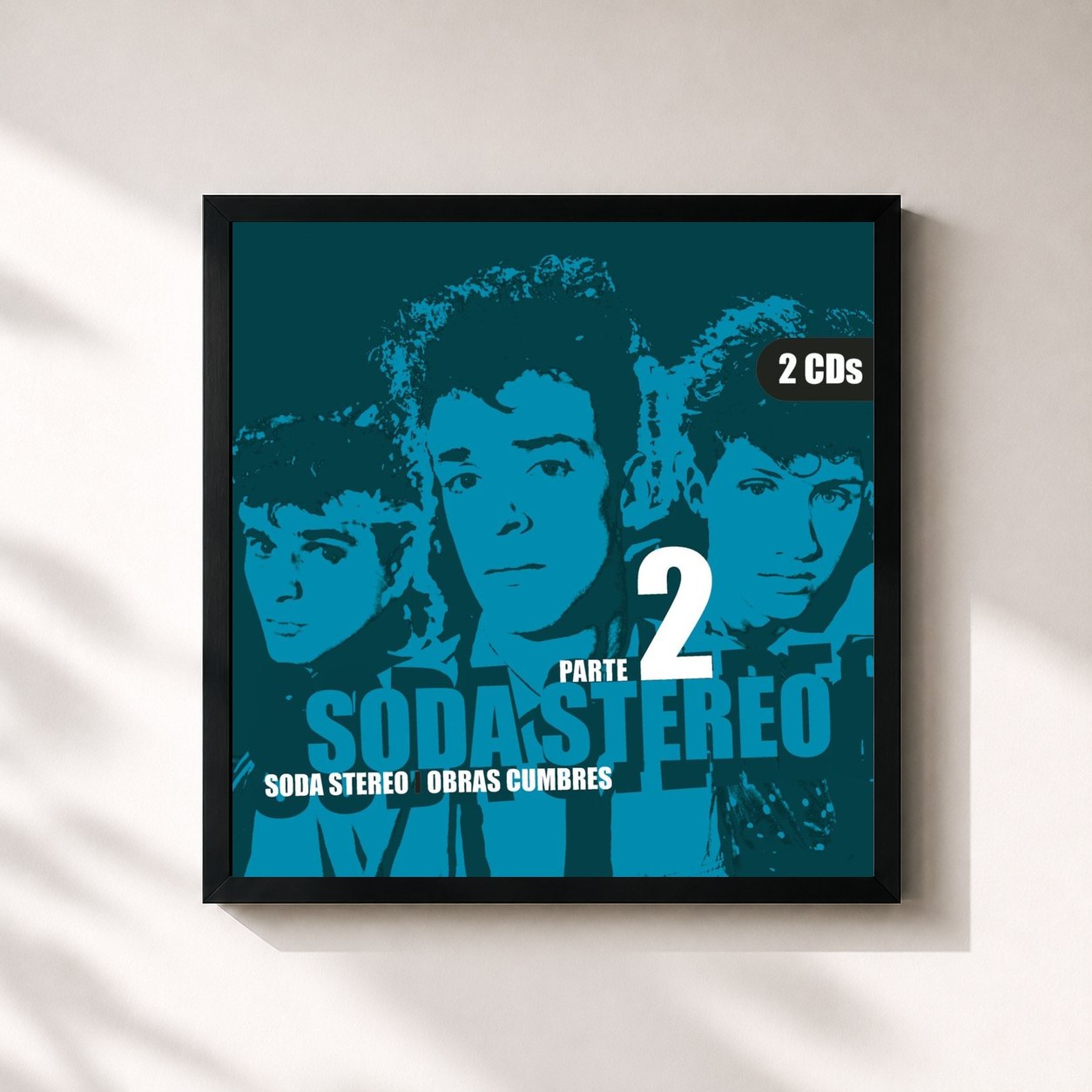 #noir Tableau carré de l'album Obras Cumbres (Parte 2) de Soda Stereo, cadre noir 32x32 cm