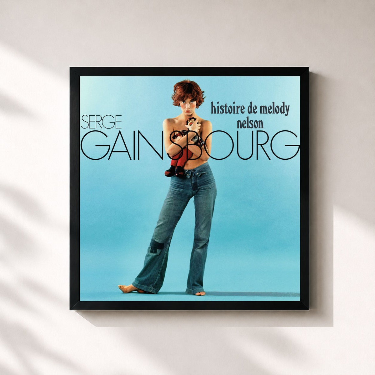 #noir Tableau carré de l'album Histoire De Melody Nelson - 40ème Anniversaire de Serge Gainsbourg, cadre noir 32x32 cm