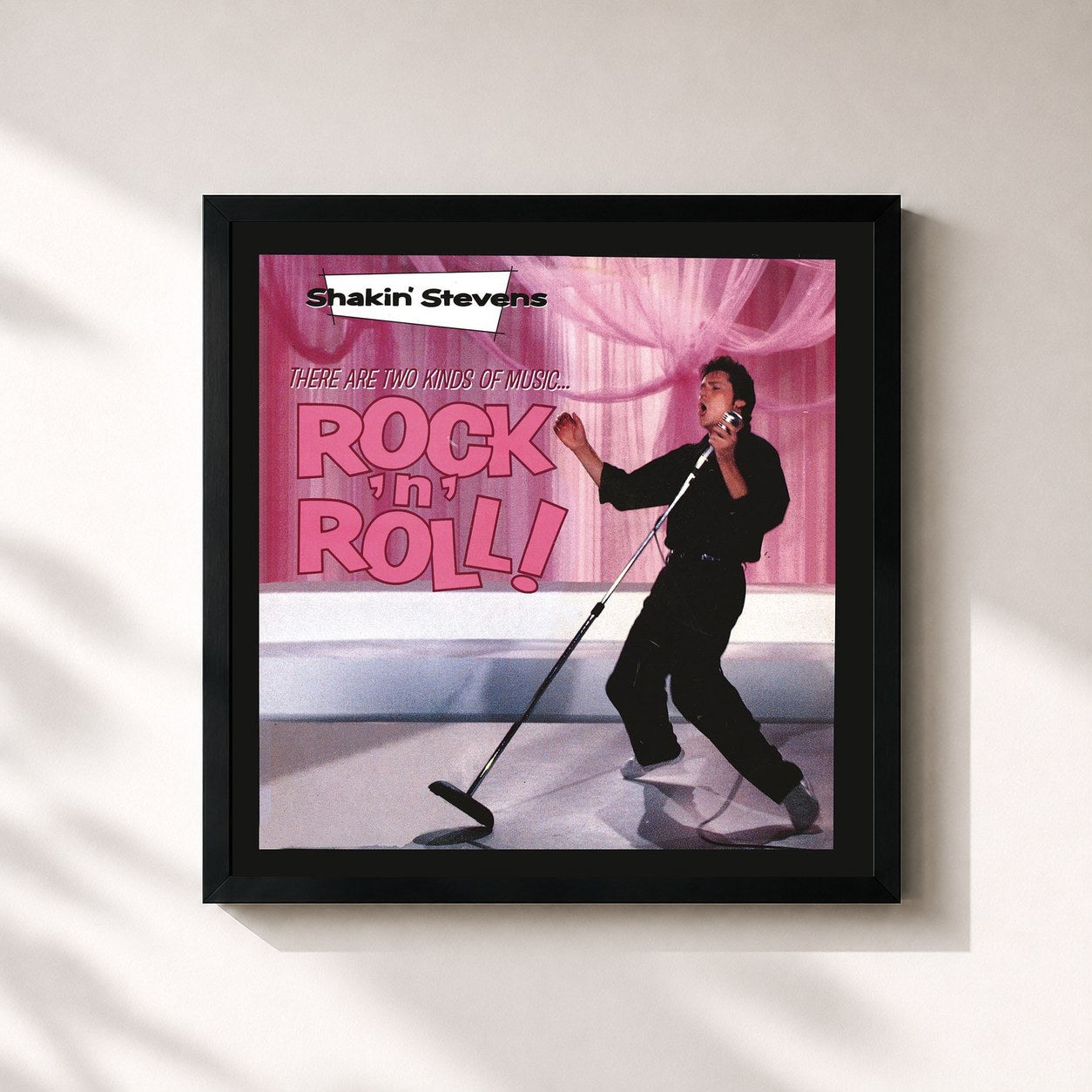#noir Tableau carré de l'album There Are Two Kinds Of Music...Rock 'n' Roll de Shakin' Stevens, cadre noir 32x32 cm