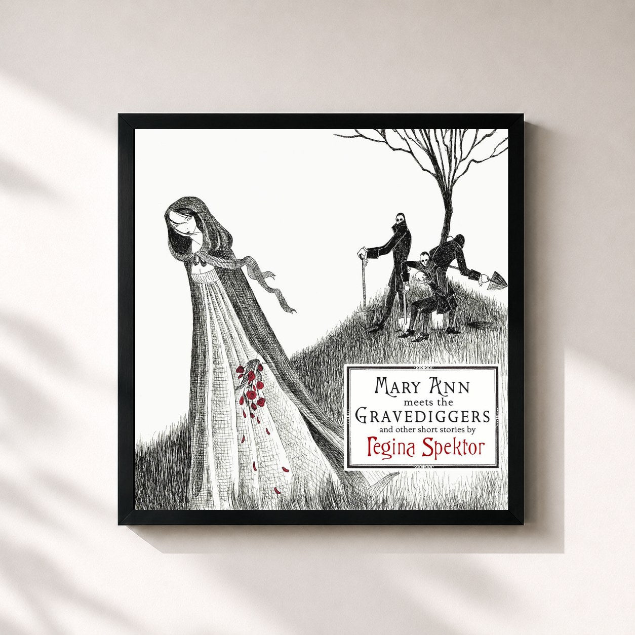 #noir Tableau carré de l'album Mary Ann Meets the Gravediggers and Other Short Stories by Regina Spektor de Regina Spektor, cadre noir 32x32 cm