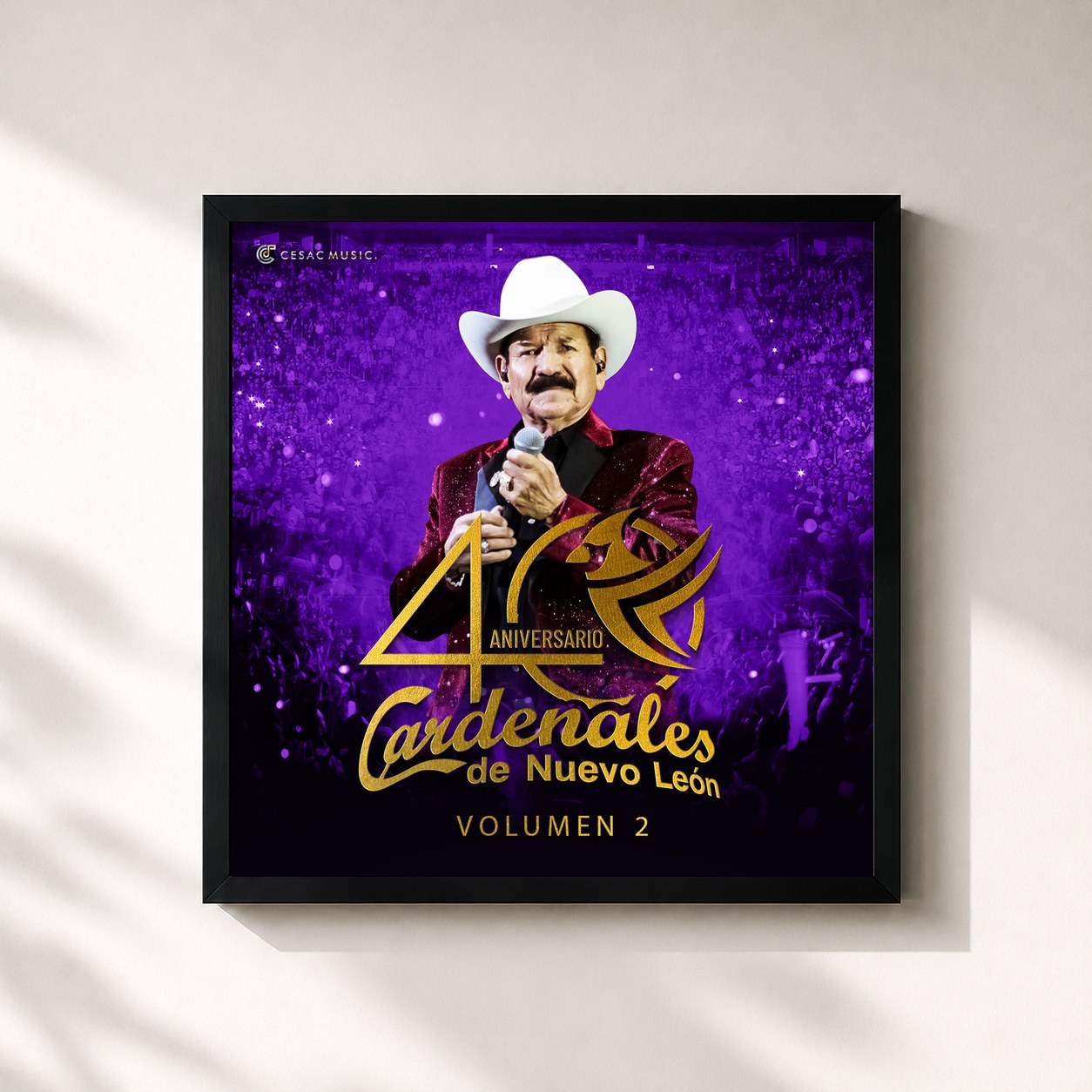 #noir Tableau carré de l'album 40 Aniversario, Volumen 2 de Cardenales De Nuevo León, cadre noir 32x32 cm