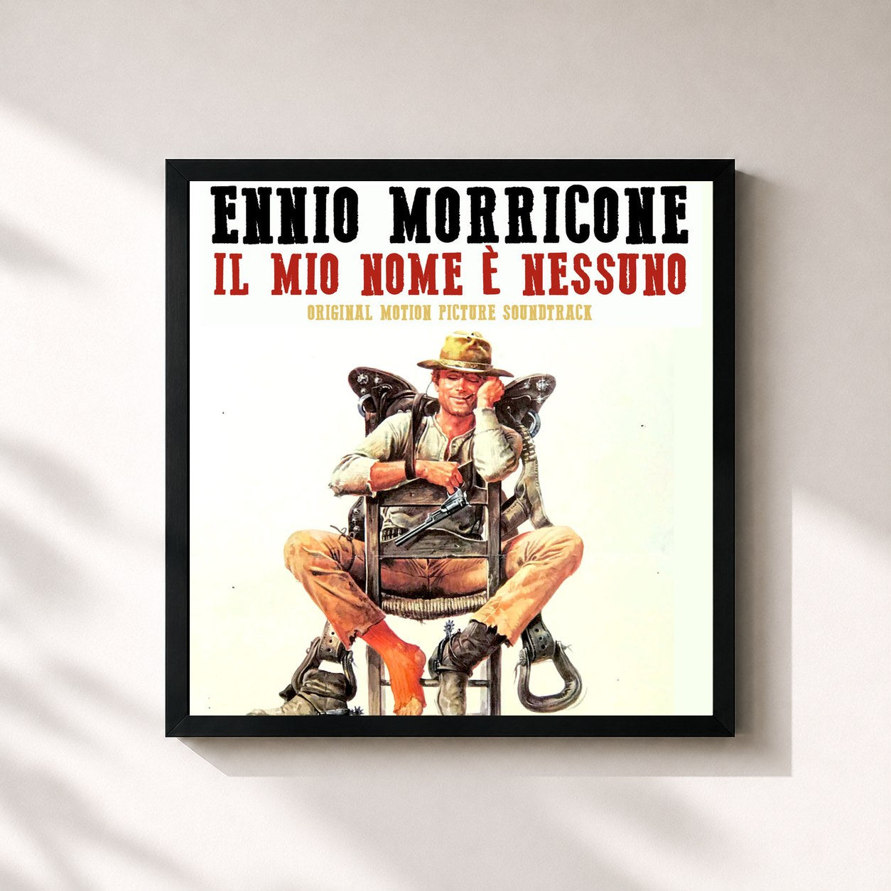 #noir Tableau carré de l'album My Name is Nobody - Il Mio Nome è Nessuno (Original Motion Picture Soundtrack) de Ennio Morricone, cadre noir 32x32 cm