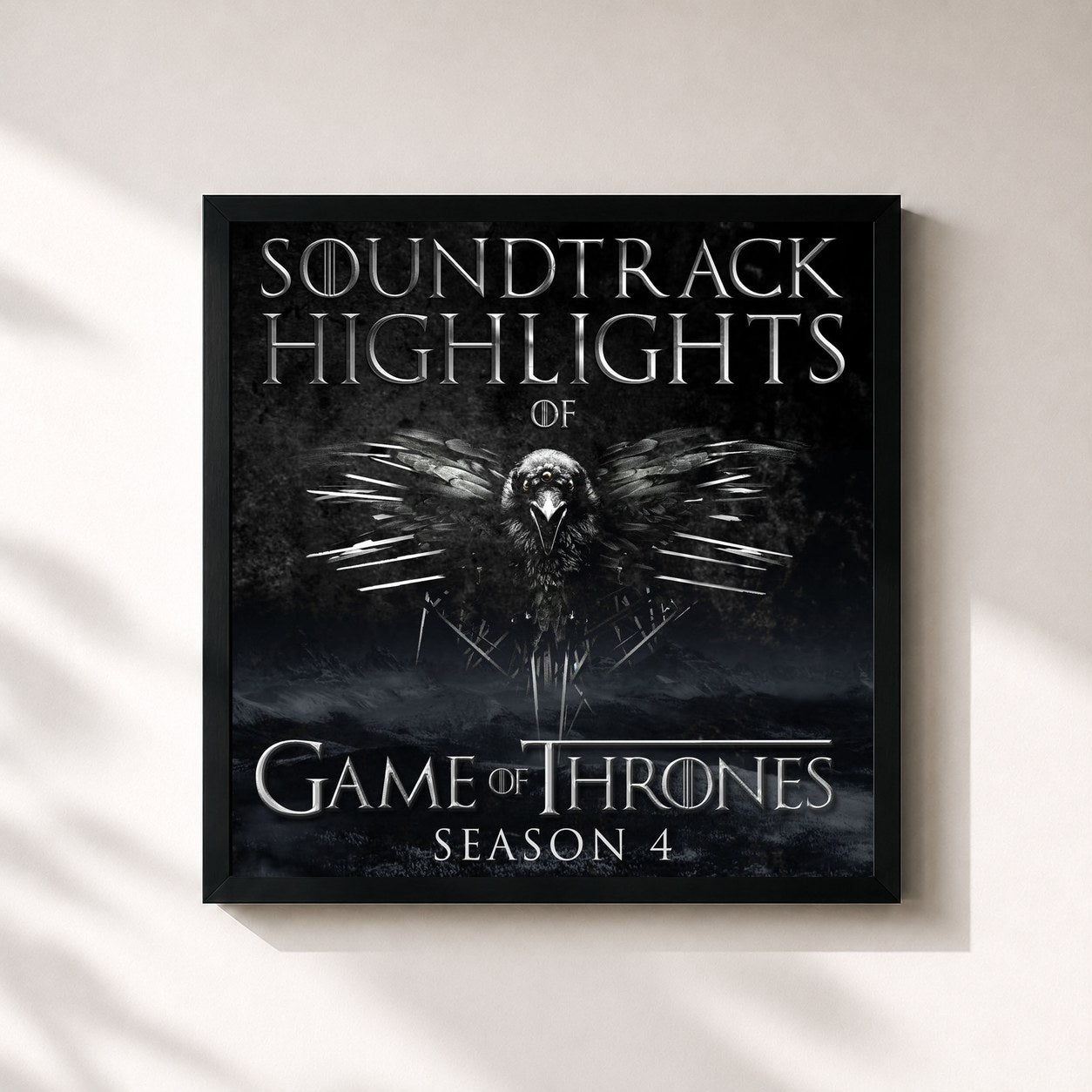 #noir Tableau carré de l'album Soundtrack Highlights of Game of Thrones Season 4 de L'orchestra Cinematique, cadre noir 32x32 cm