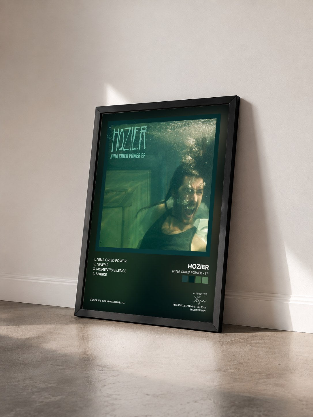 #noir Tableau de l'album Nina Cried Power - EP de Hozier vu de trois quarts, cadre noir
