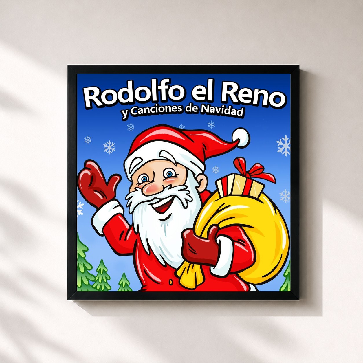 #noir Tableau carré de l'album Rodolfo El Reno Y Canciones De Navidad de Rodolfo el Reno Y Musica Navideña, cadre noir 32x32 cm