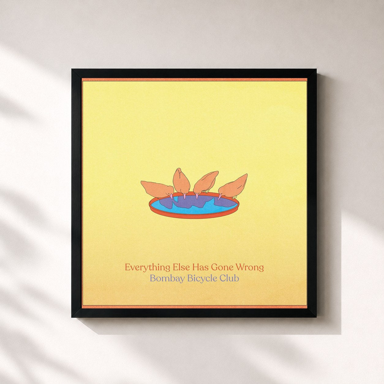 #noir Tableau carré de l'album Everything Else Has Gone Wrong de Bombay Bicycle Club, cadre noir 32x32 cm