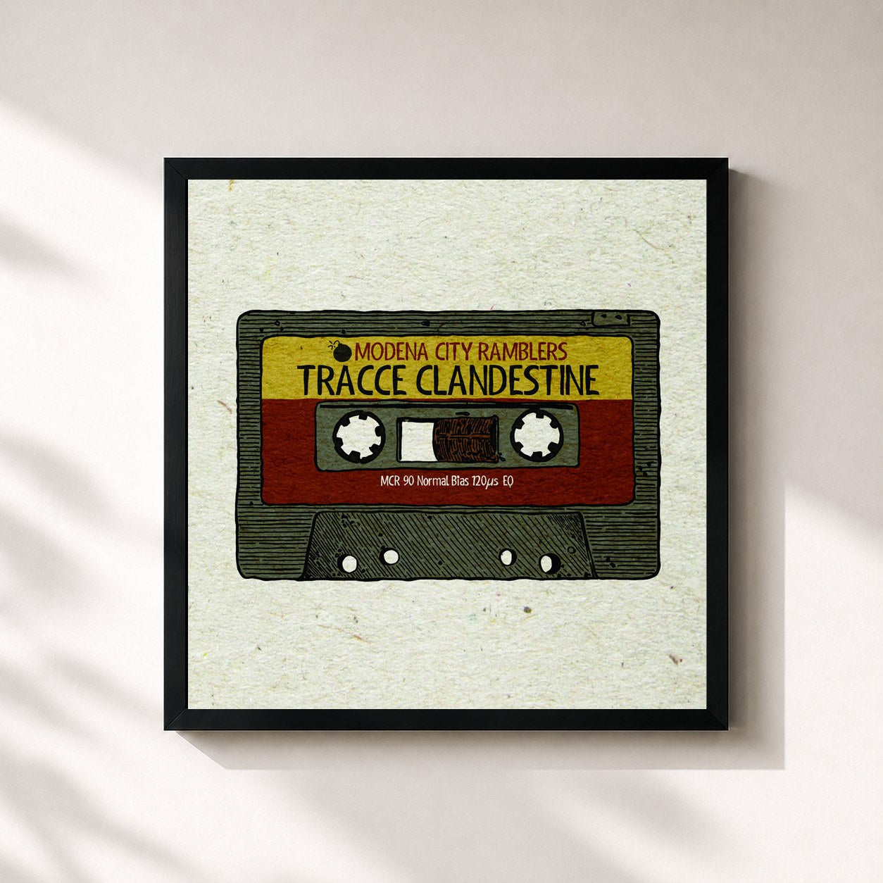 #noir Tableau carré de l'album Tracce Clandestine de Modena City Ramblers, cadre noir 32x32 cm