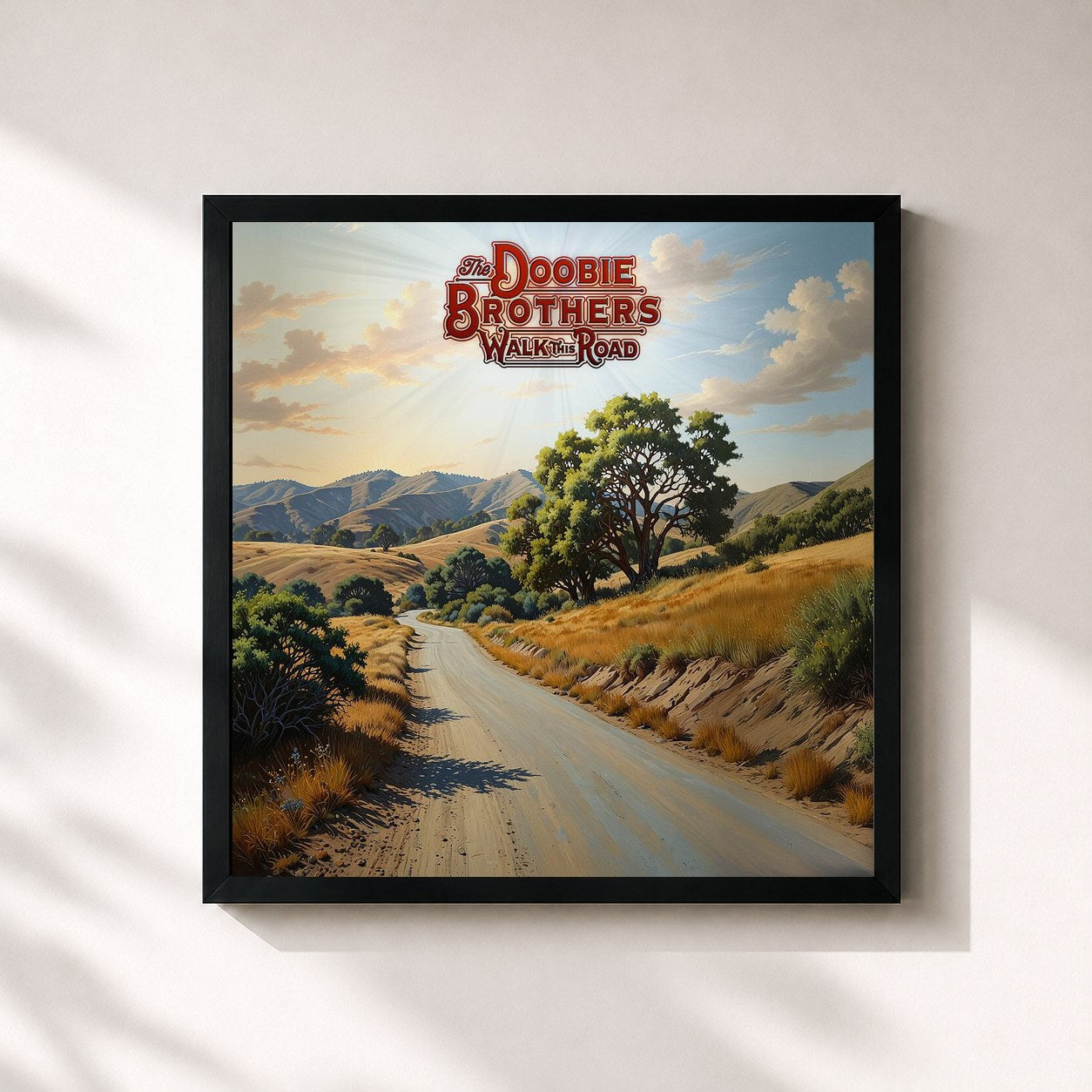 #noir Tableau carré de l'album Walk This Road de The Doobie Brothers, cadre noir 32x32 cm