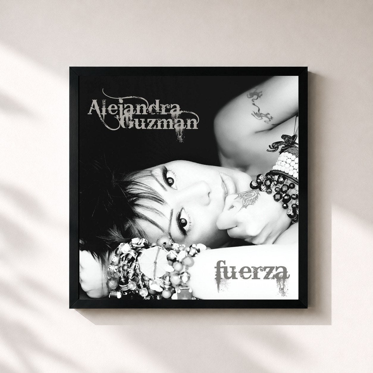 #noir Tableau carré de l'album Fuerza de Alejandra Guzmán, cadre noir 32x32 cm