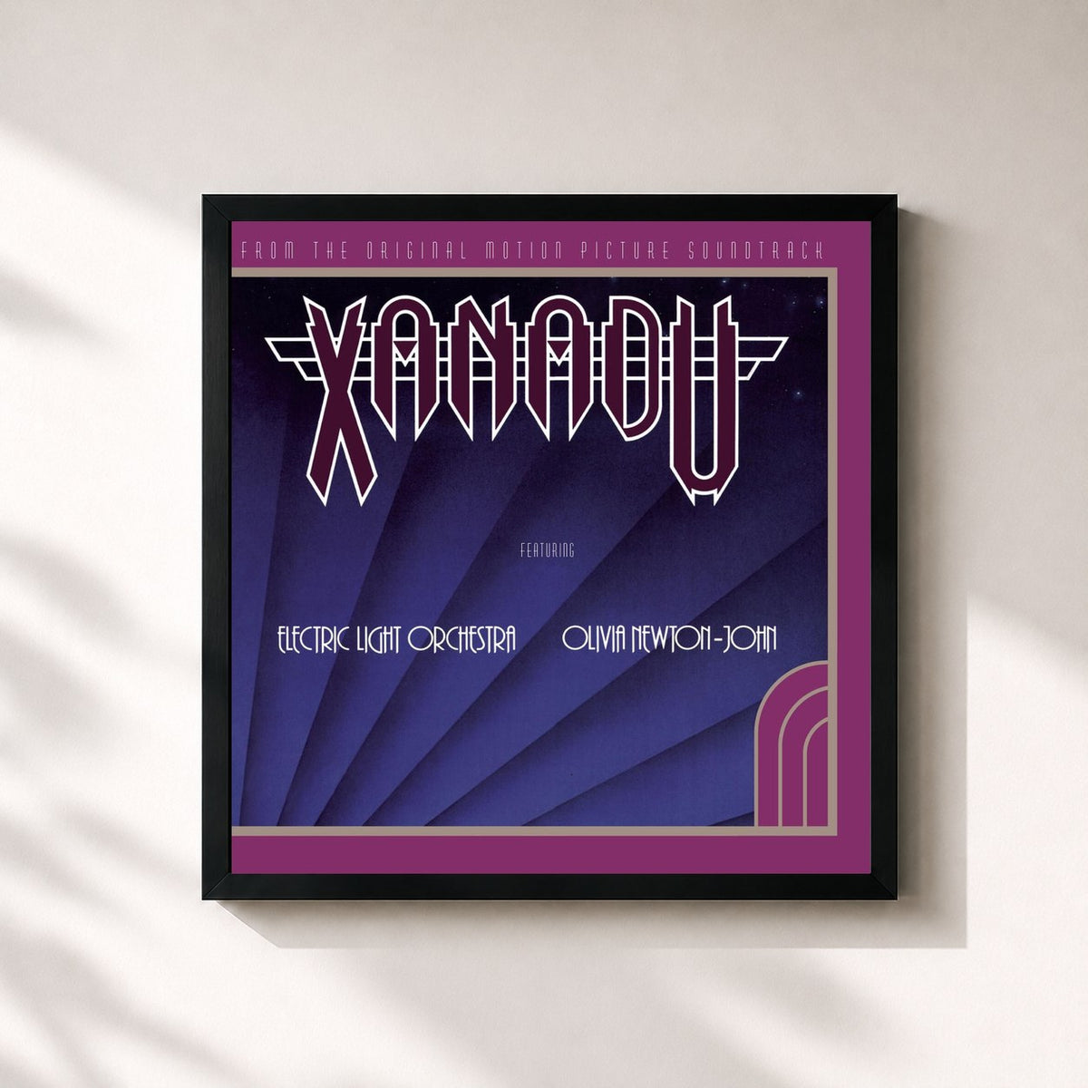 #noir Tableau carré de l'album Xanadu - Original Motion Picture Soundtrack de Electric Light Orchestra, cadre noir 32x32 cm